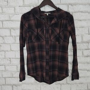 BKE Plaid Button Down Shirt - Black and Red